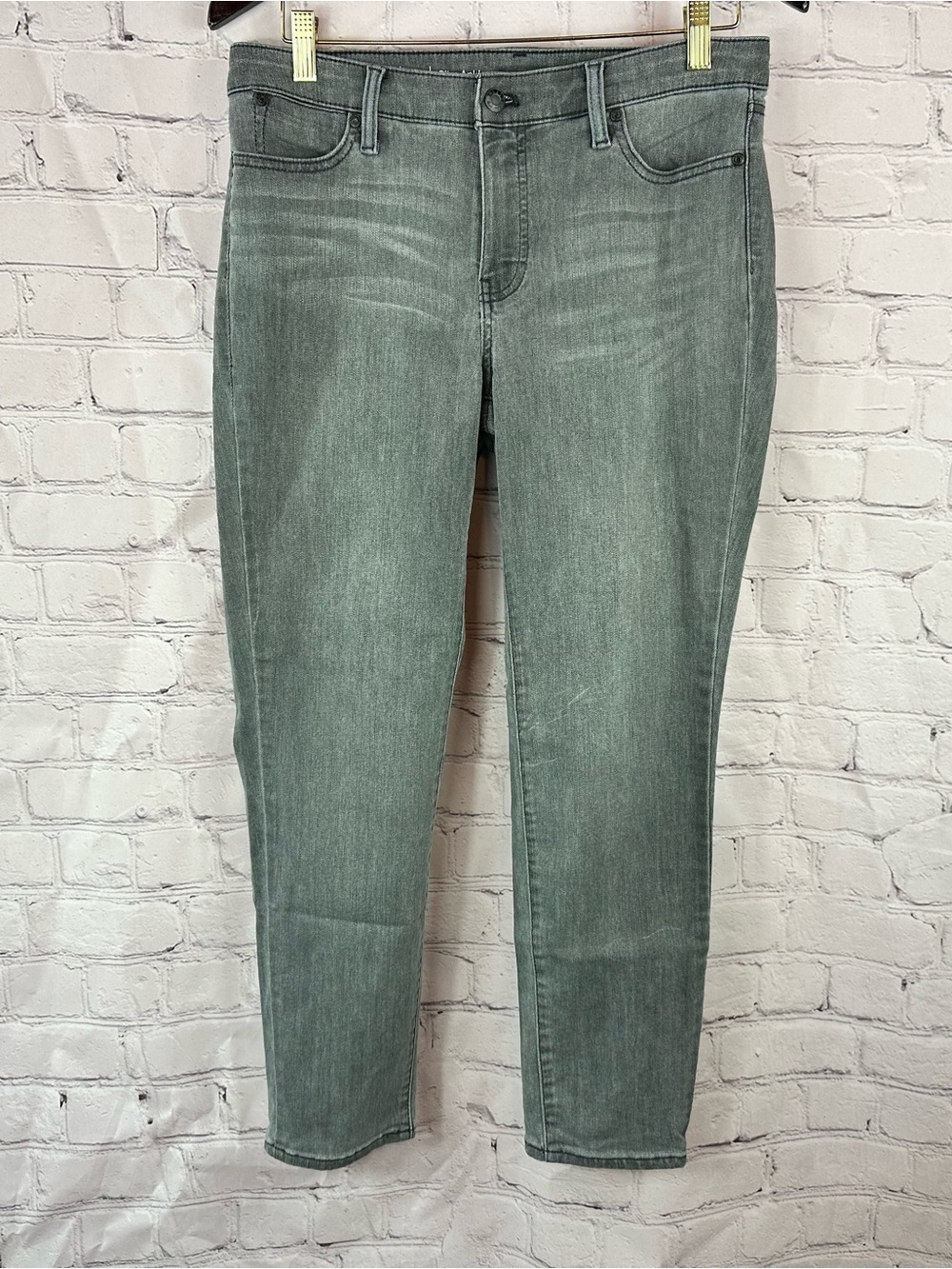 Talbots flawless slim ankle Grey Jeans petite 8p stretch minimalist modern boho